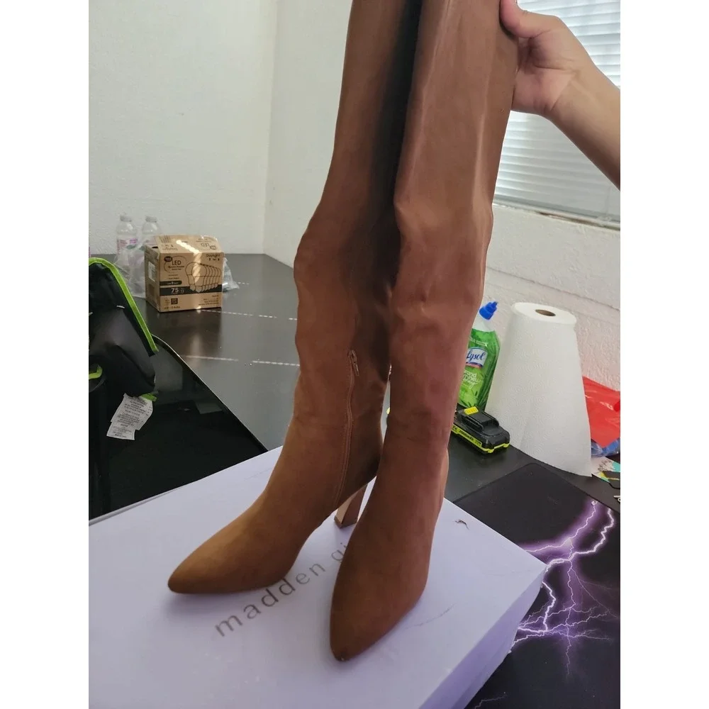 Madden Girl Women's Sizzlee Cognac Riding Boots Size 6 New In Box!